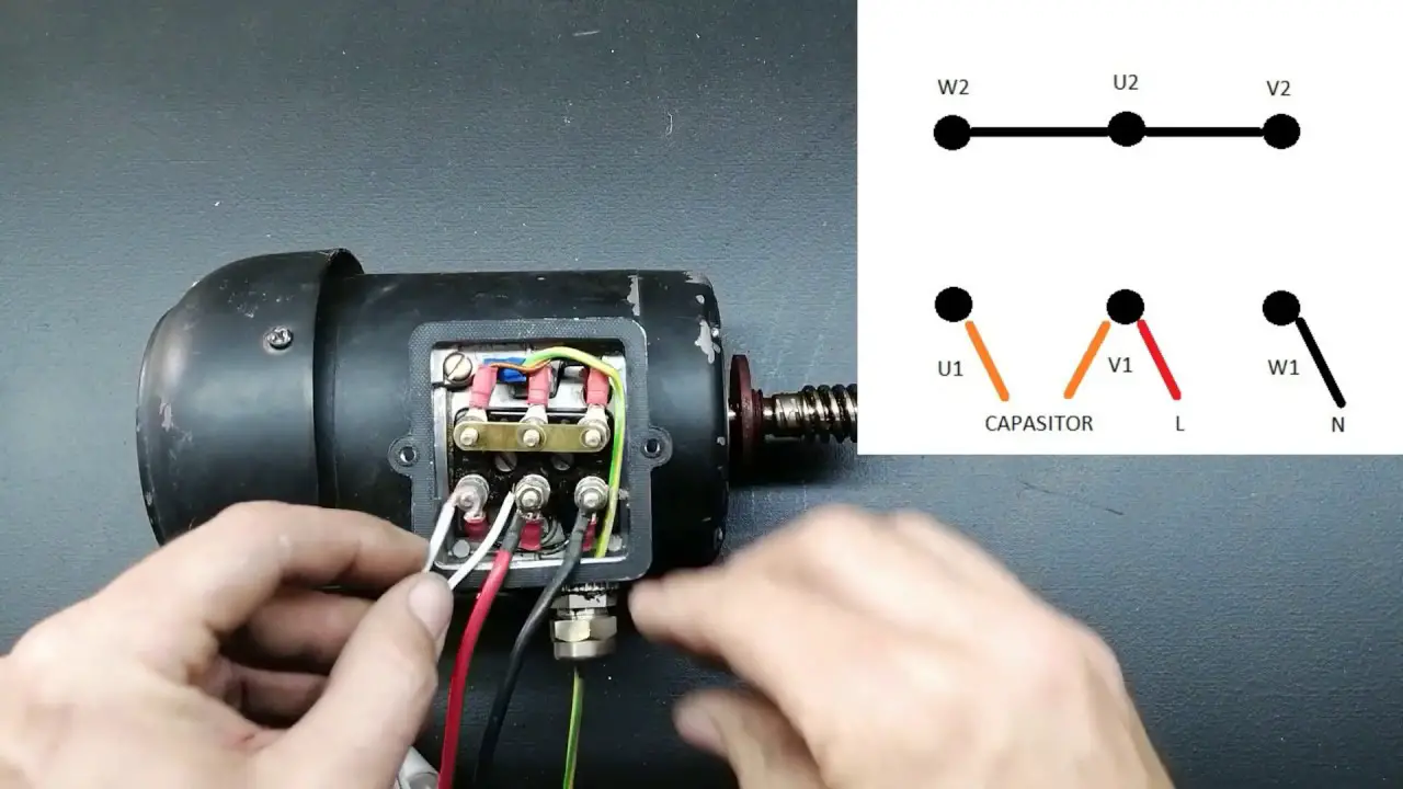 Connecting a 3 phase motor with 1 phase Power with Diagram