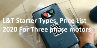 L&T Starter Types, Price List 2020 For Three phase motors-min