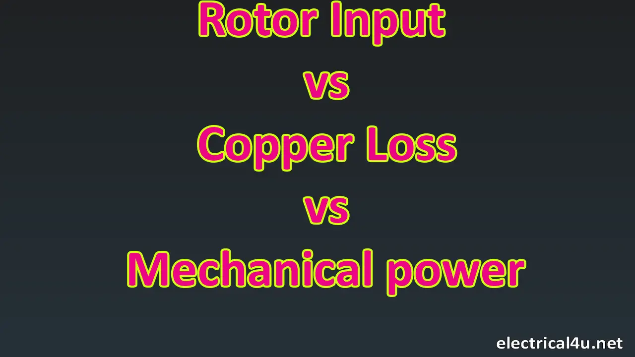 Rotor Input vs Copper Loss vs mechanical power Electrical4u