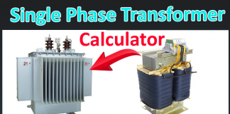 Single phase transformer Calculator