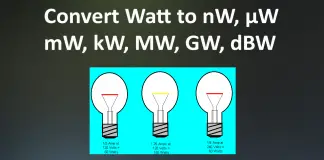 Convert Watt to mW, kW, MW, GW, dBm, dBW