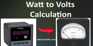 watt to volts Calculations
