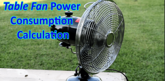 Table fan Power Consumption