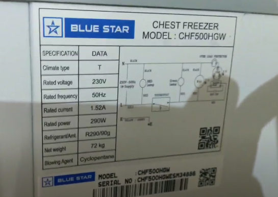 blue star 500 Liter freezer